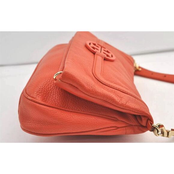 Authentic TORY BURCH Vintage Amanda Leather Shoulder Crossbody Bag Orange 9019J - Picture 5 of 16